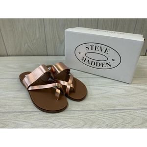 Steve Madden Athens Strappy Flat Sandal - Rose Gold, Faux Leather
